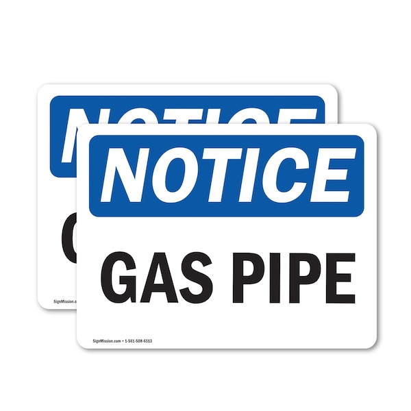 Signmission Gas Pipe OSHA Notice Sign, Vinyl Decal, 5in W x 3.5in L, 2PK OS-2PACK-NS-D-35-L-13018 - main